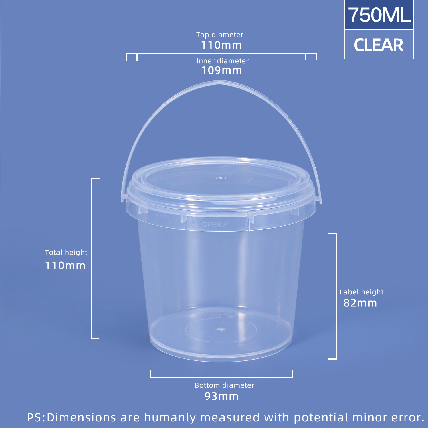 750ml 25 oz. Round Plastic Tubs & Buckets