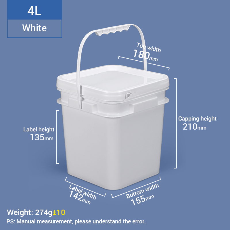 4L One Gallon Square Plastic Bucket