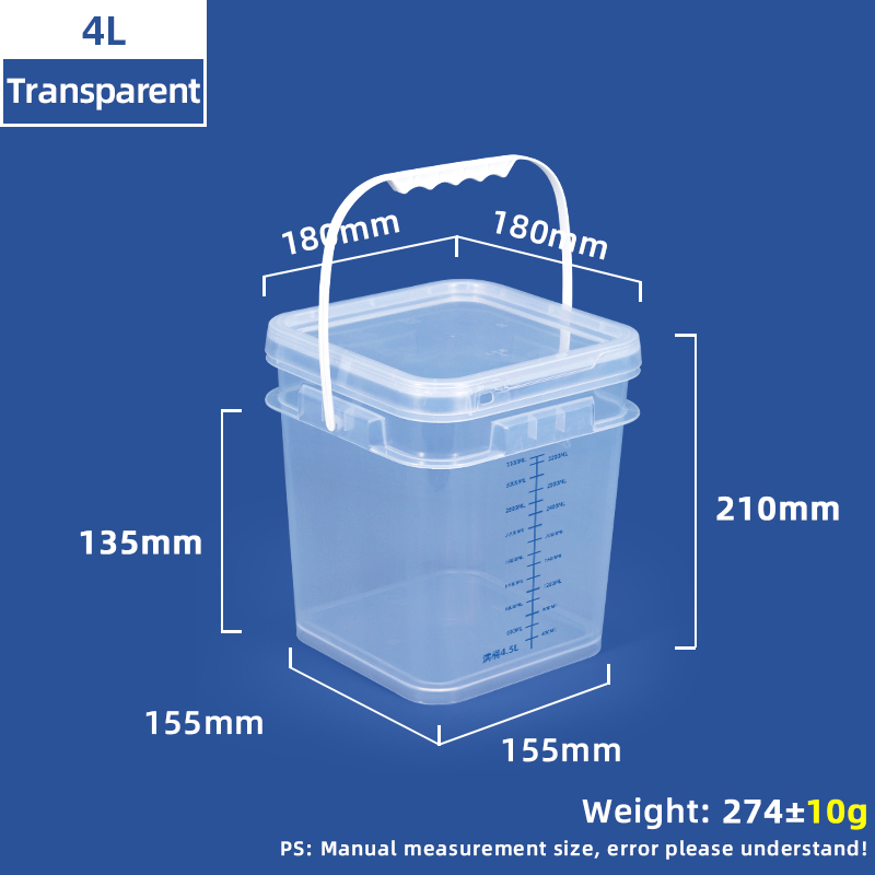 4L Square Graduated Mixing Pail Plastic Measuring Bucket