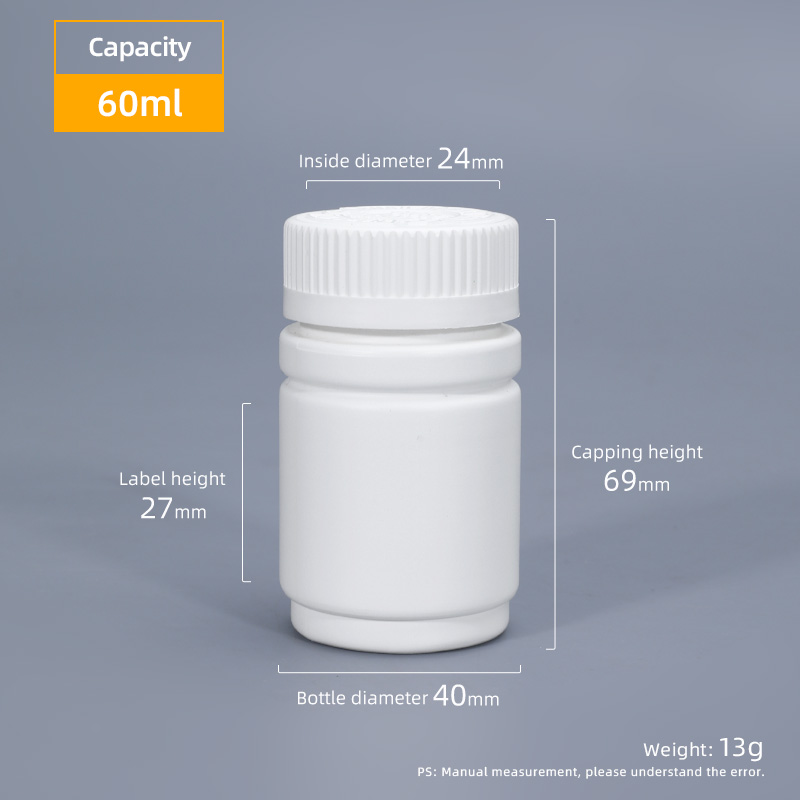 High Quality Pill Vitamins Plastic Bottle White Medicine Bottle with Child Safety Cap 