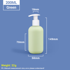 200ml Green Portable Travel Size Plastic Shampoo Bottles with Self-locking Pump