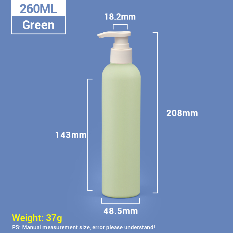 260ml Green Plastic Shampoo Bottles with Apricot Pump Cap