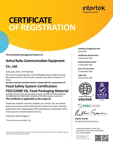 FSSC 22000 Certificate