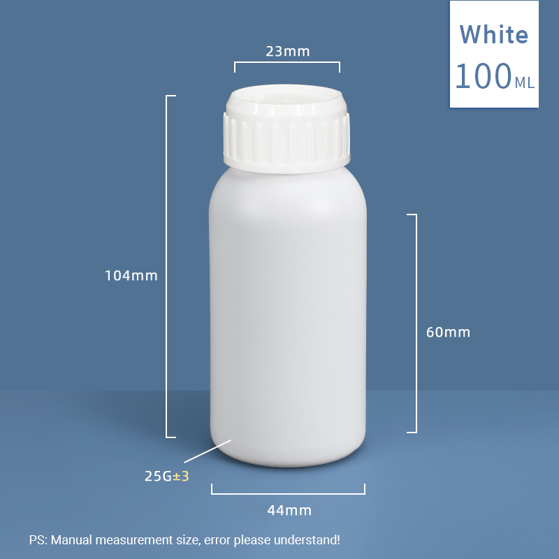 100ML Fluorinated Plastic HDPE Bottle