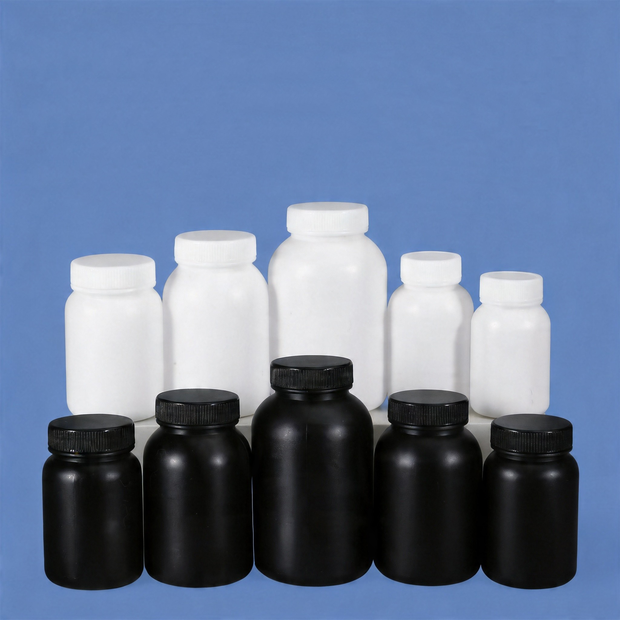 Factory Direct Black White HDPE Wide Mouth Plastic Bottle with Inner Cap Leakproof for Chemical Lab Use