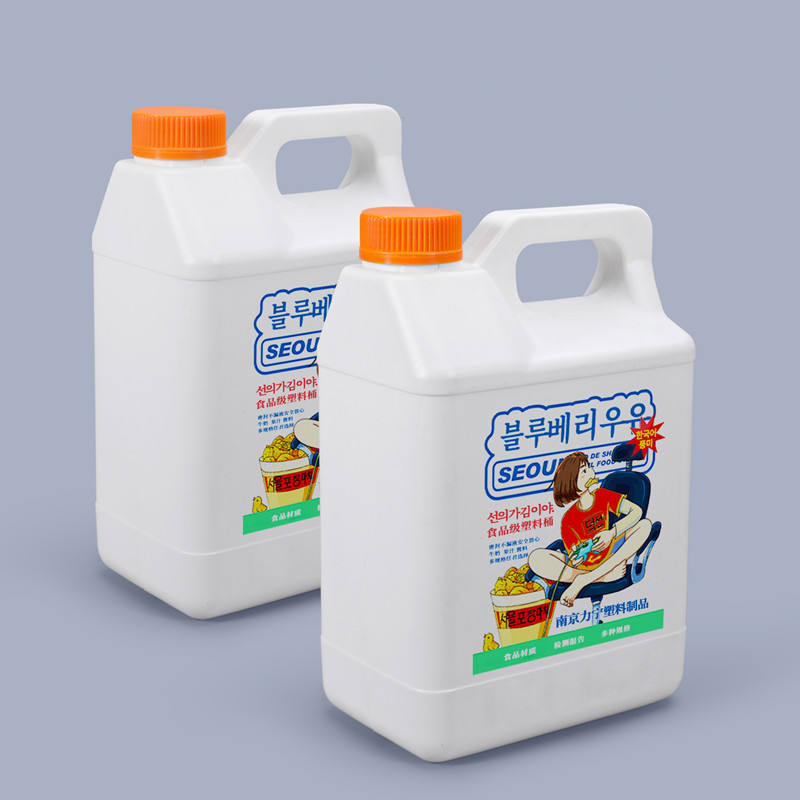 5L Wide Neck Thicken Square Barrel HDPE Plastic Jerry Can for Liquid Packaging 