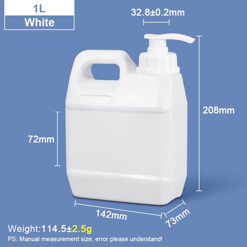 1 Ltr F-Style Jug Square Plastic Jerry Can with Pump Dispenser