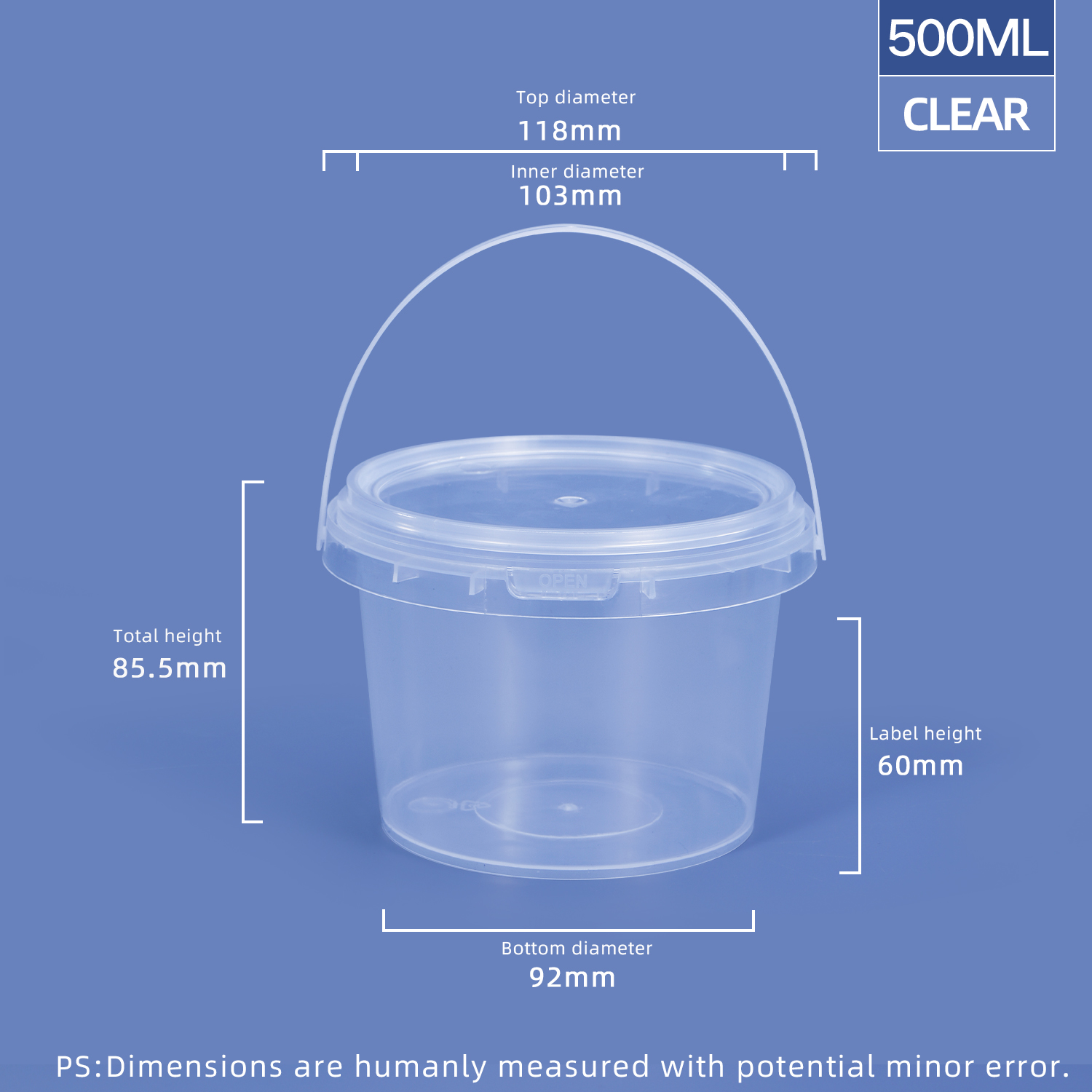 500ml 16.9 oz. Plastic RoundTubs & Buckets