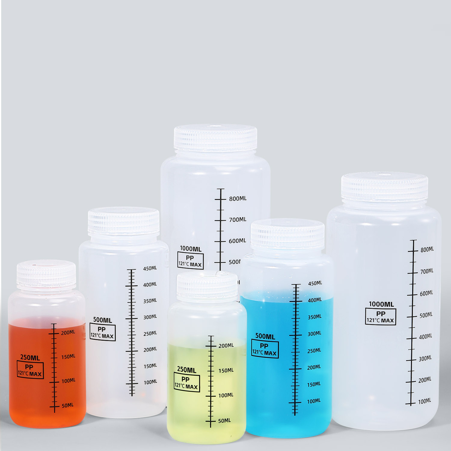 Wide Neck PP Plastic Bottle With Scale Line for Chemical