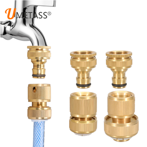 Solid Brass Quick Connectors, Female Threads Faucet Adapter 3/4 Inch Hose Connection Brass, Suitable for Washing Machines, Garden Hoses, Car Washing