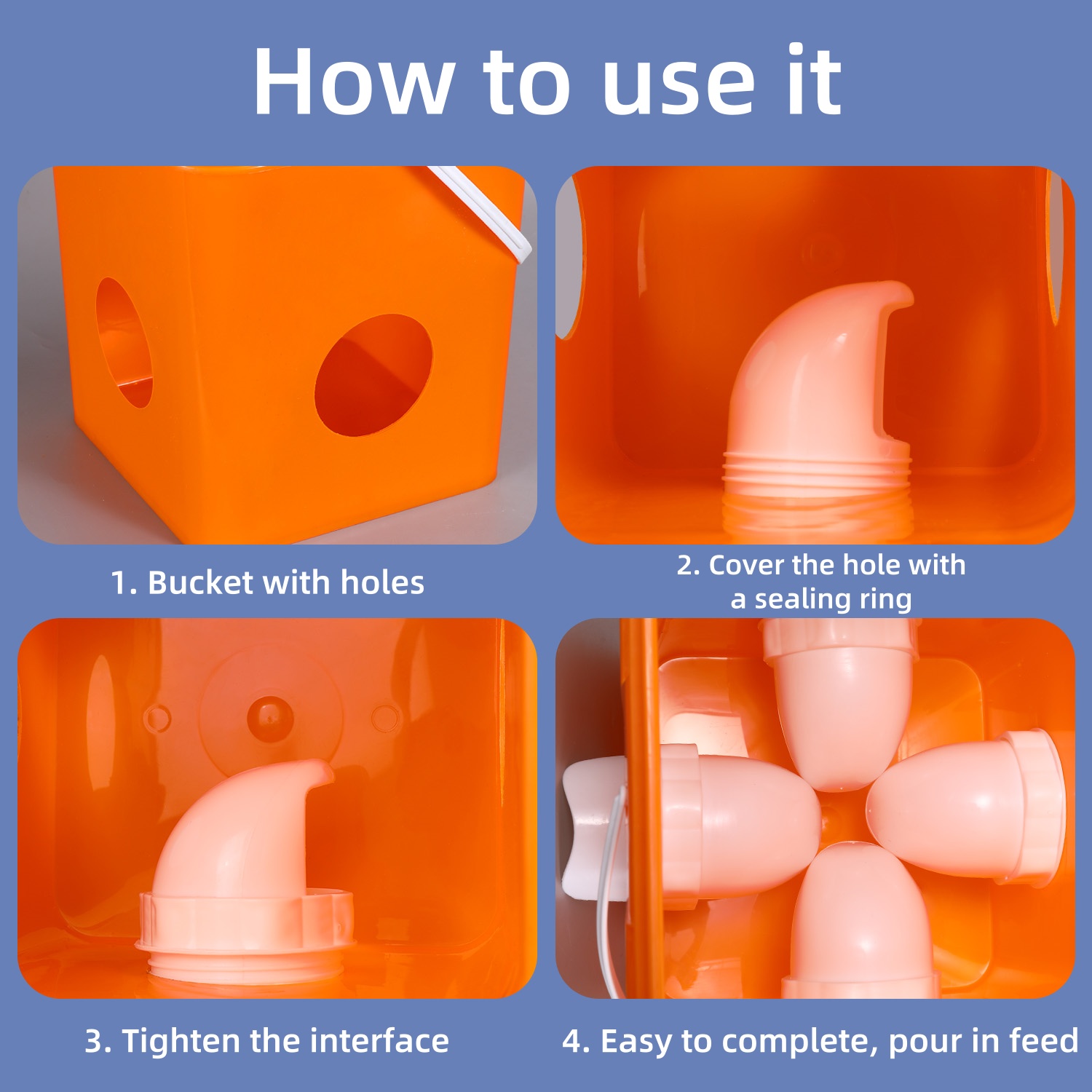 Square Plastic Buckets for Chicken Feed Chicken Duck Goose Feeder