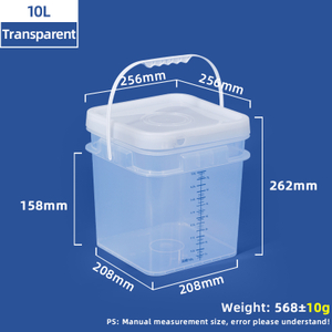 10L Square Graduated Mixing Pail Plastic Measuring Bucket