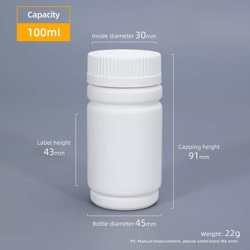 High Quality Pill Vitamins Plastic Bottle White Medicine Bottle with Child Safety Cap 