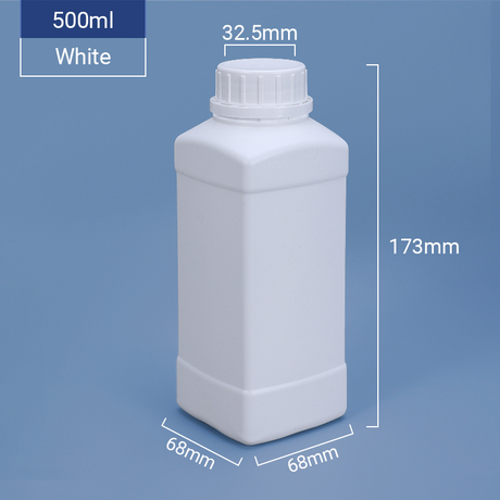 500ML Square Plastic HDPE Bottle with Tamper Evident Screw Lid 
