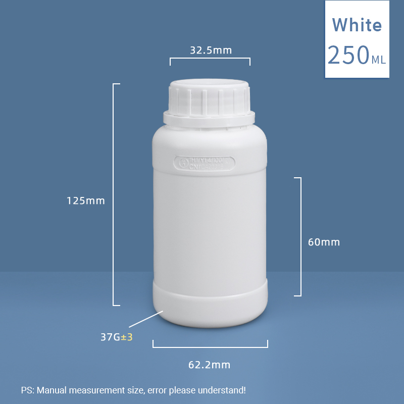 250ML Fluorinated Plastic HDPE Bottle