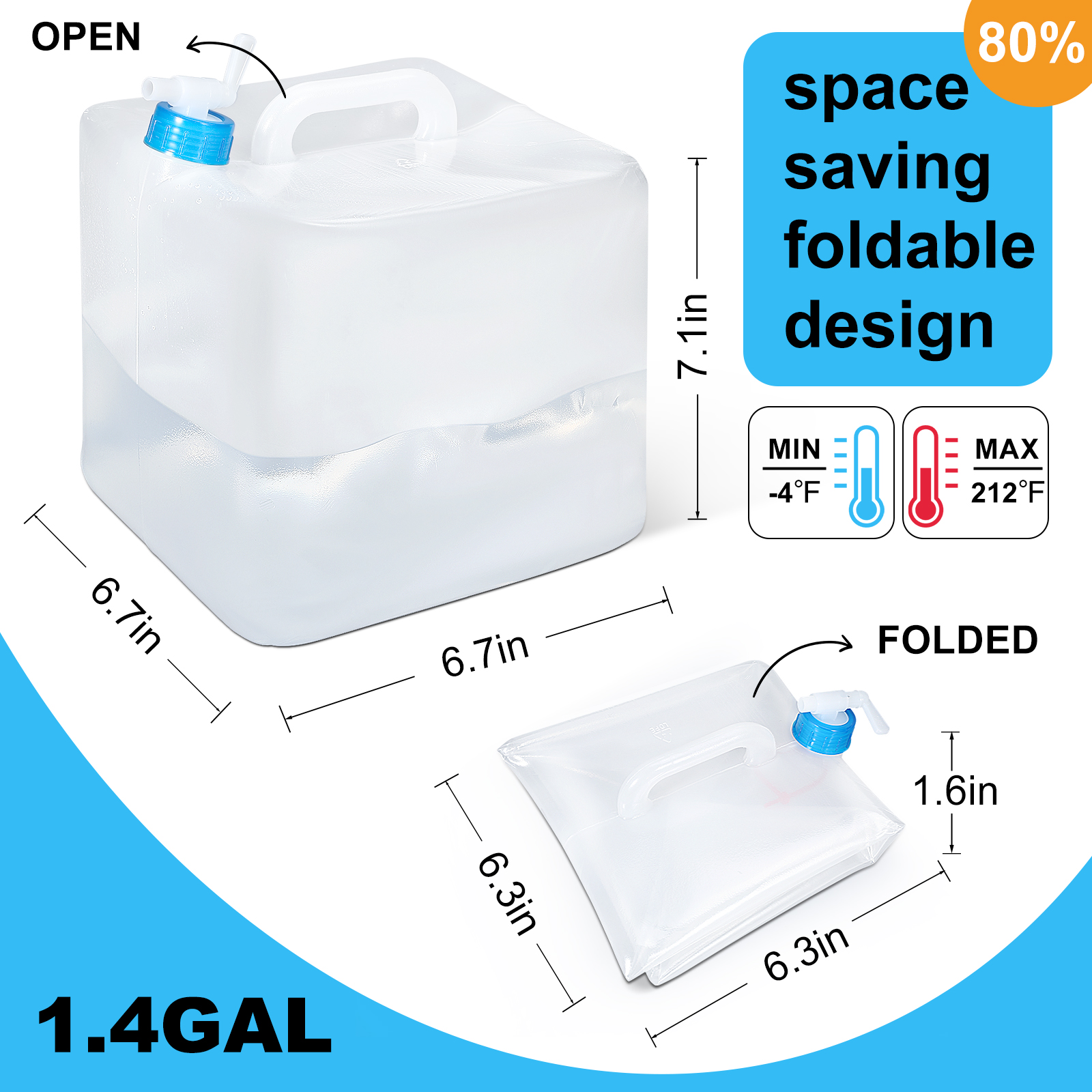5L Plastic Folding Jerry Can