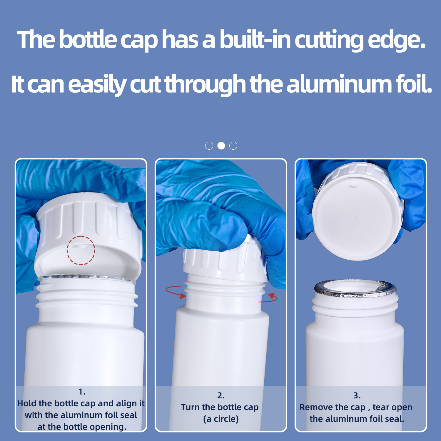 50ml 100ml 200ml 500ml COEX High Barrier Plastic Bottle with Screw Cap Foil Liner Cutter for Pesticide Solvent Powder Packaging