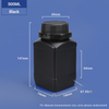 Black-500ML Wide Neck Square HDPE Bottle for Chemical Powder Packaging