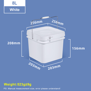 8L White Square Plastic Bucket with Metal Handle