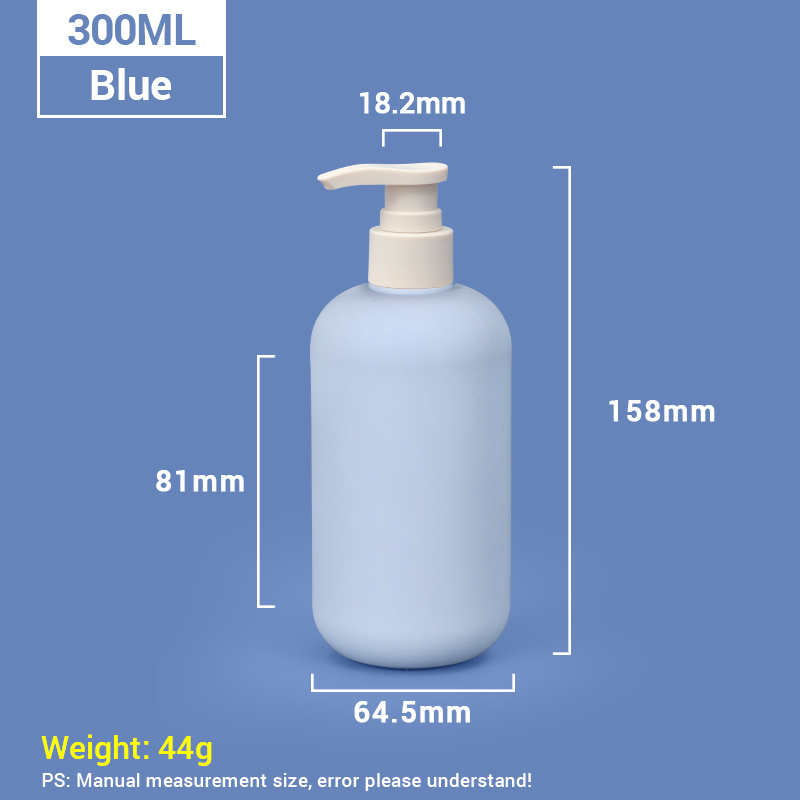 300ml Blue Plastic Shampoo Bottles with Apricot Pump Cap