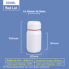 200ml White Plastic Coex Bottle with Red Colored Ring Around Cap