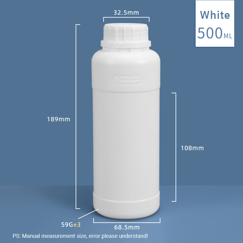 500ML Fluorinated Plastic HDPE Bottle