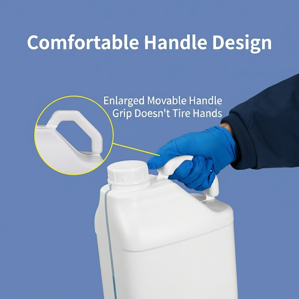 5L HDPE Plastic Square Jerry Can with Large Handle, Screw Cap, Foil Liner, Leakproof for Paint and Chemicals