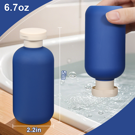 200ml Blue Plastic Travel Shampoo Bottles with Flip Cap