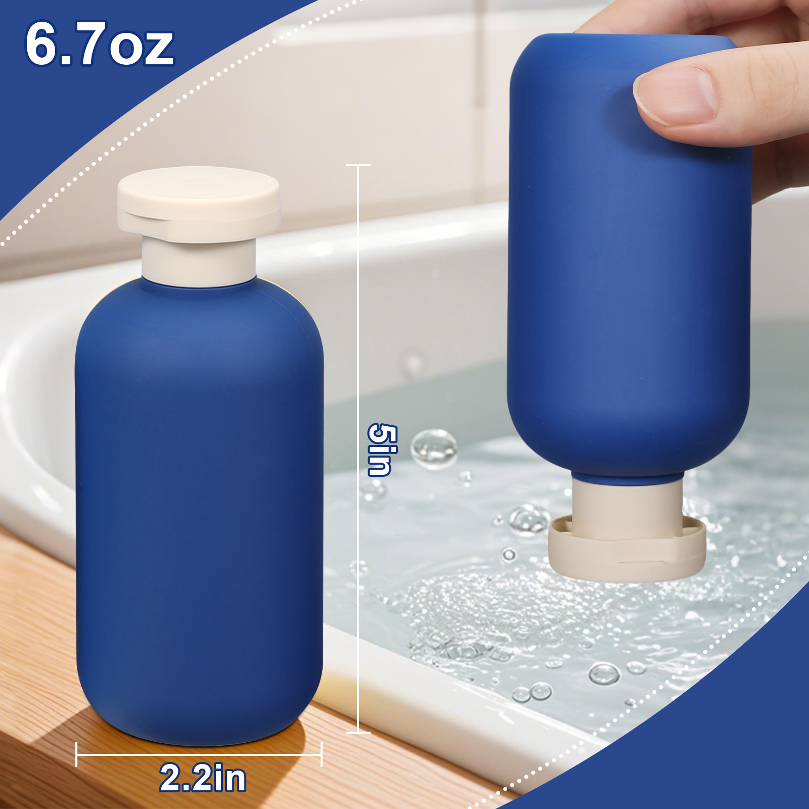 200ml Plastic Blue Travel Shampoo Bottles with Flip Cap