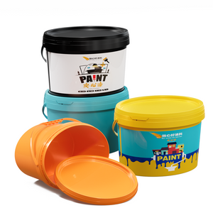 White Oval Paint Bucket with Handle And Lid for Mixing And Painting 