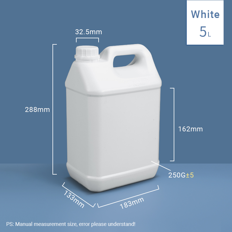 5L Fluorinated Plastic HDPE Bottle