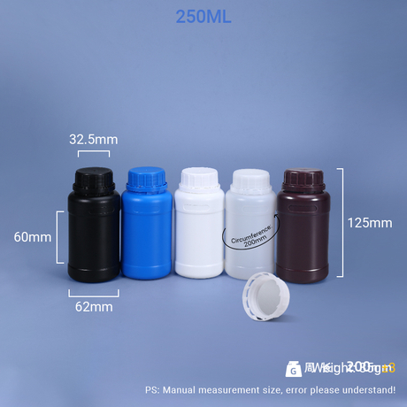 250ml Plastic HDPE Bottle with TE Lid and Measuring Cover