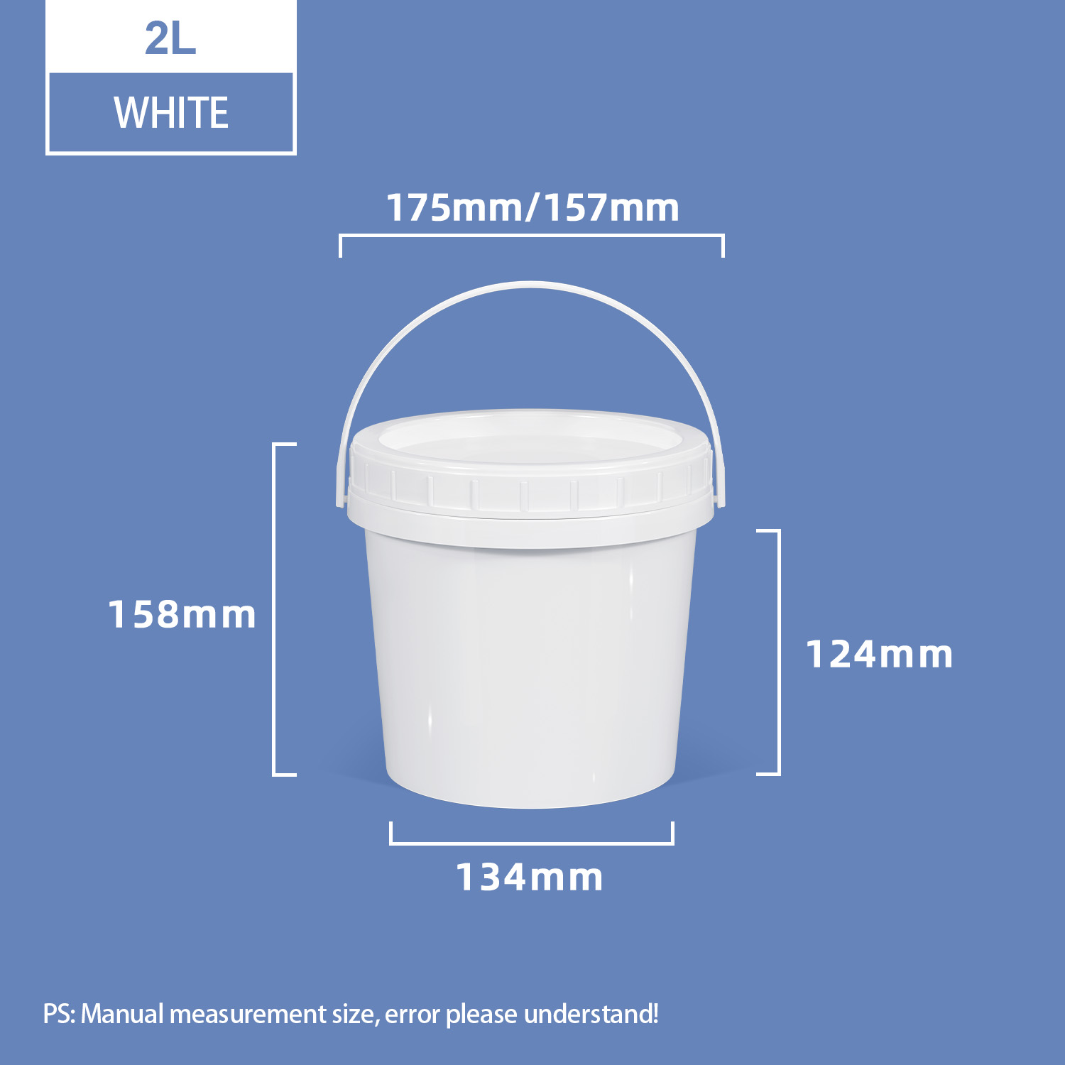 2L 0.5 Gallon Screw Top Pail Plastic Buckets with Screw On Lid
