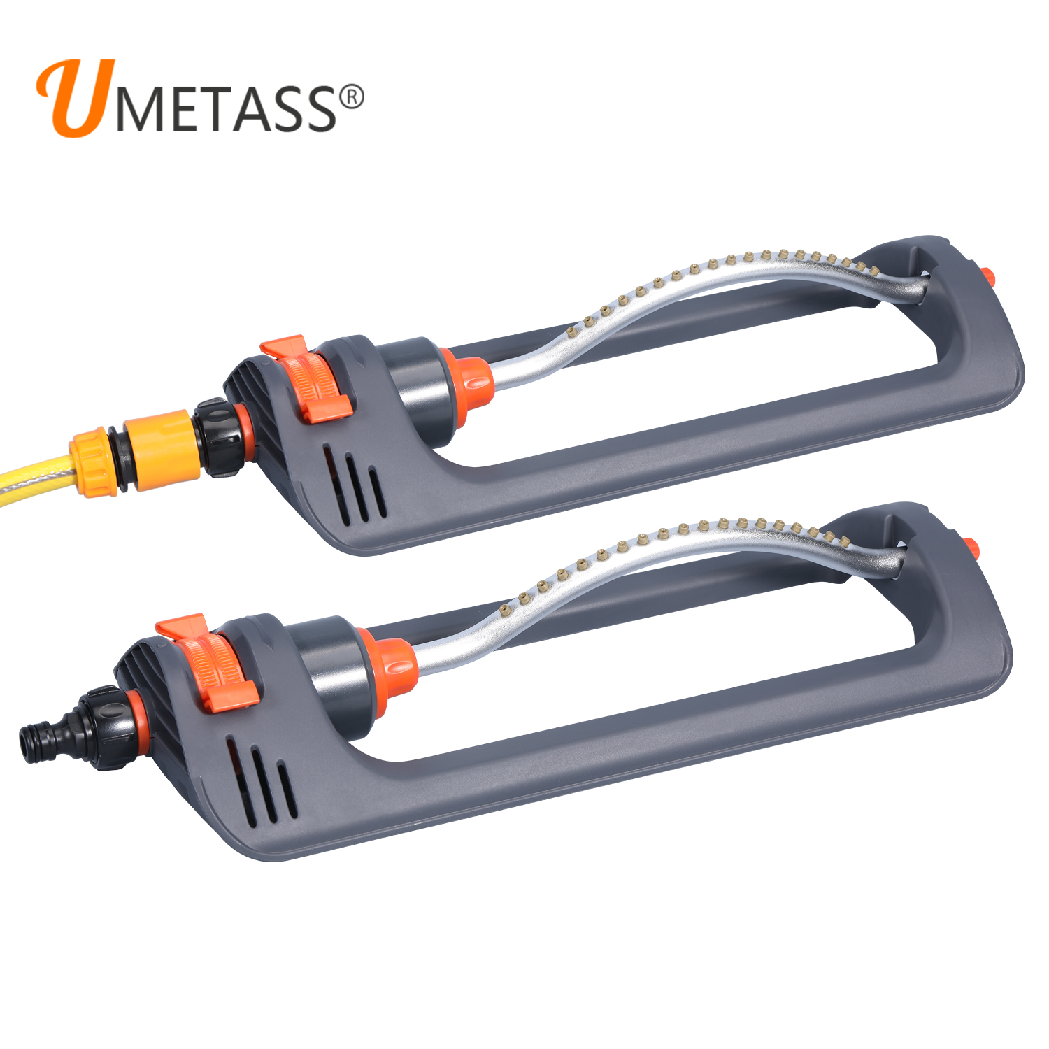 Oscillating Lawn Sprinkler with 19 Hole Brass Nozzles, Covers up to 8-10m, Includes Spray Jet Cleaning Needle