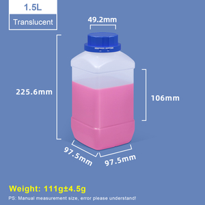 1500ml Translucent Wide Neck Square Plastic Bottles with Blue Cap
