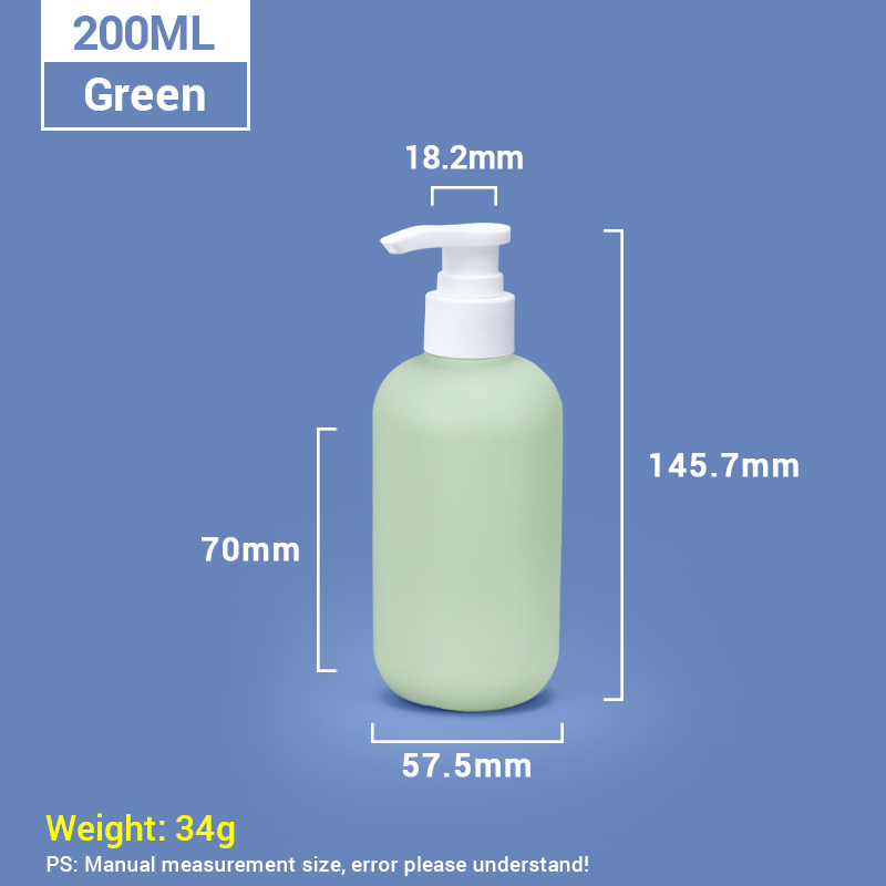 200ml Green Plastic Shampoo Bottles with White Pump Cap