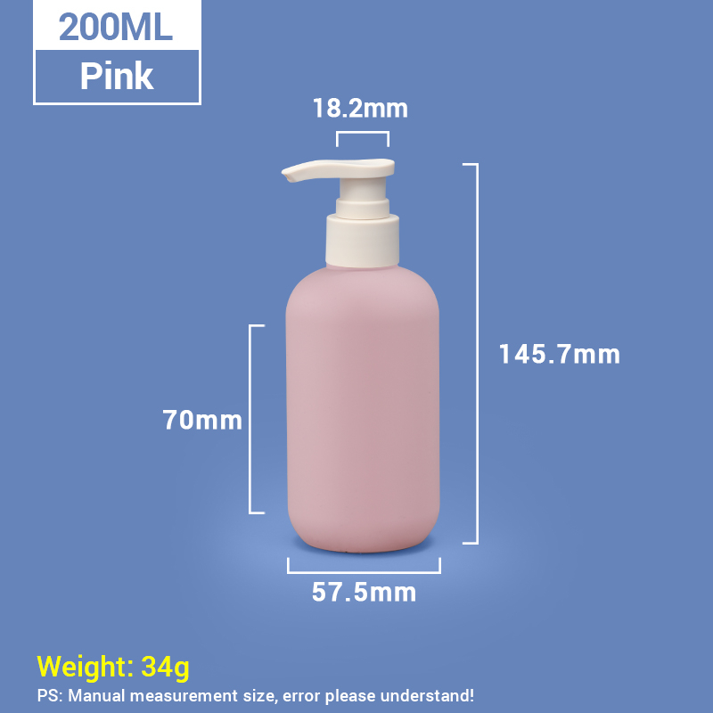 200ml Pink Plastic Shampoo Bottles with Apricot Pump Cap
