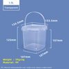 1.5L Square Food Grade PP Plastic Storage Bucket