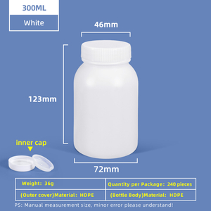 300ml HDPE Wide Mouth Plastic Bottle with Inner Cap Leakproof for Chemical Lab Use