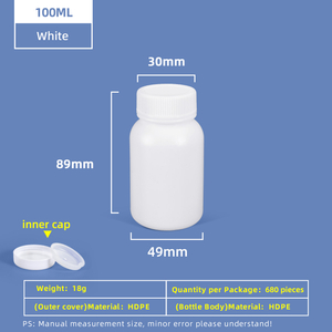 100ml HDPE Wide Mouth Plastic Bottle with Inner Cap Leakproof for Chemical Lab Use