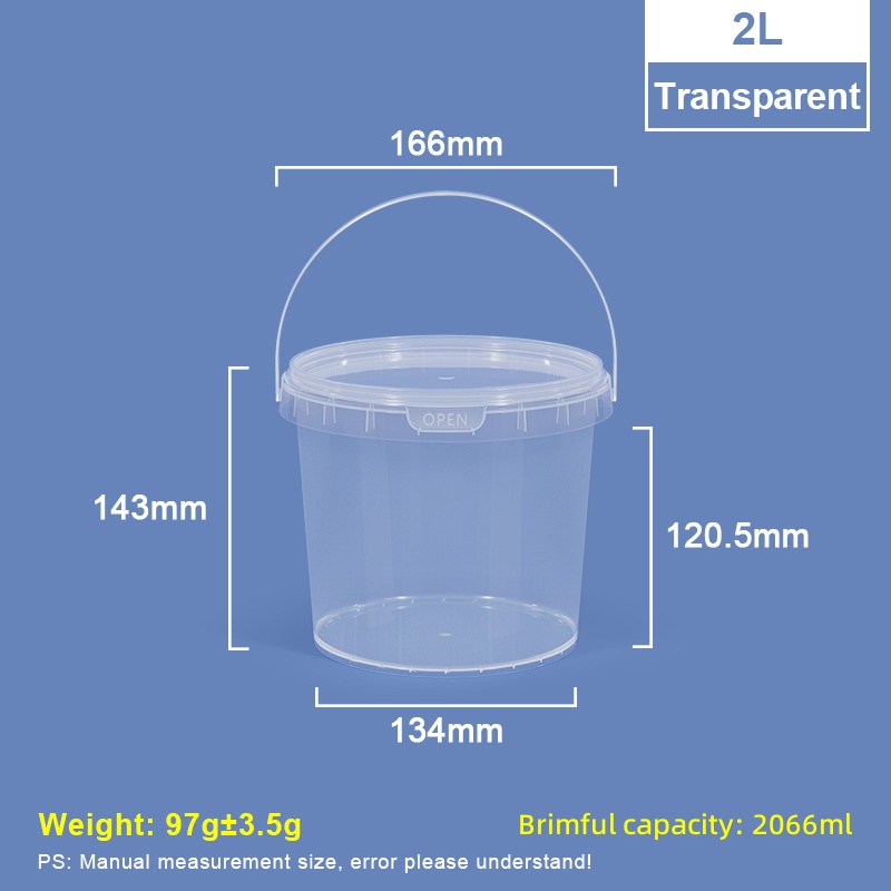2L Food-grade PP Plastic Bucket with Lid