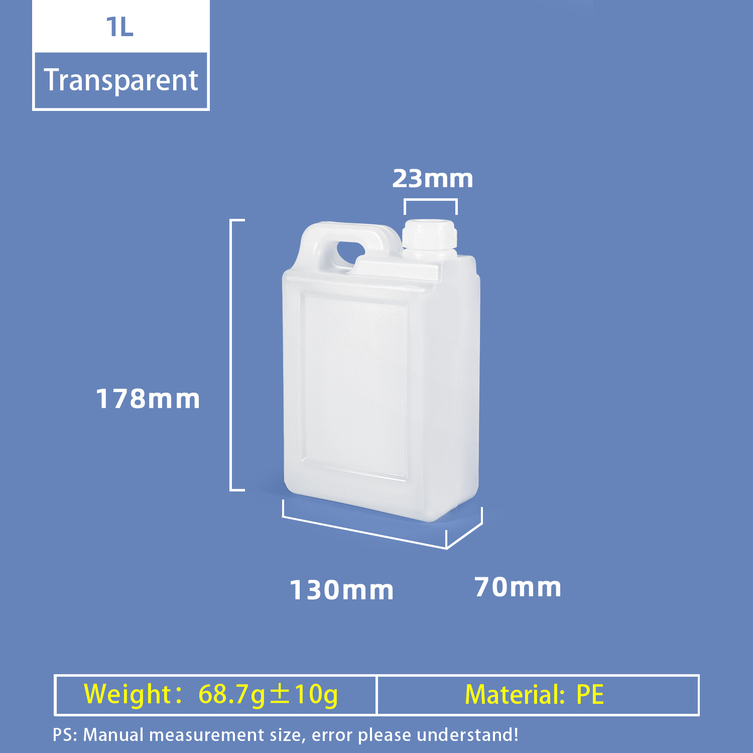 1L F Style Jugs 1 Liter Food Grade PE Wine Plastic Jerry Can