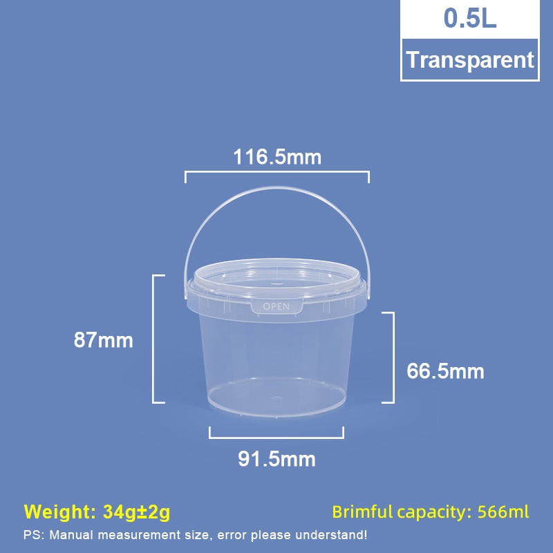 500 ml 16.9 oz. Plastic Round Tubs & Buckets