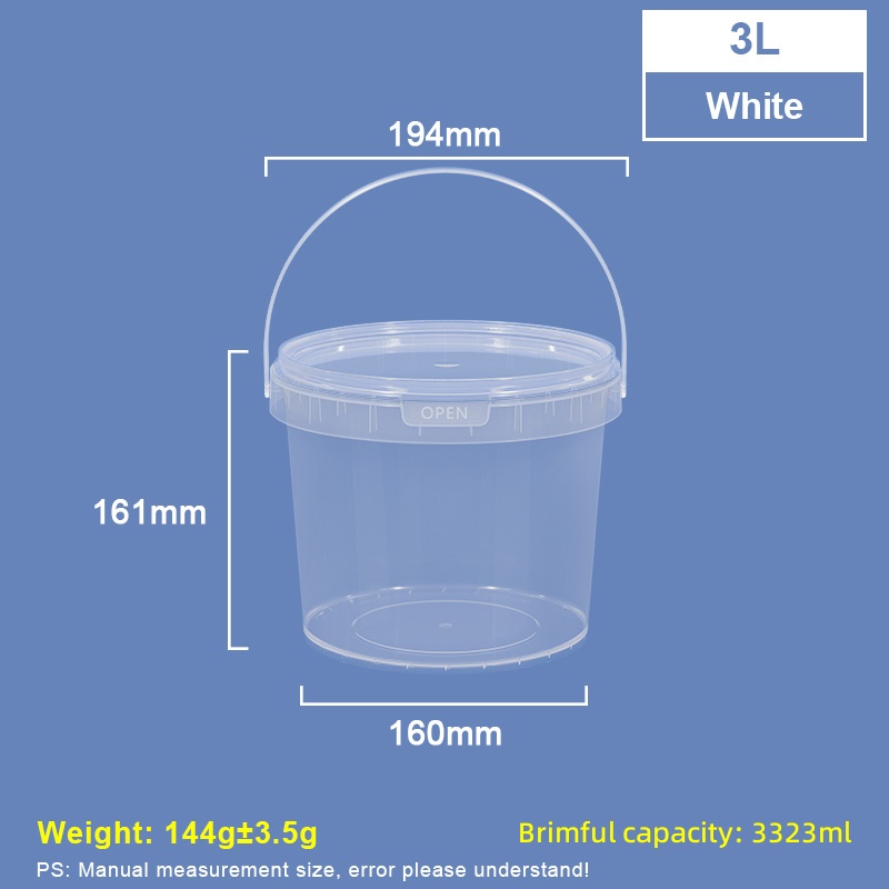 3L Food-grade PP Plastic Bucket with Lid