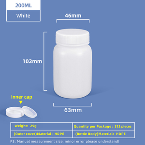 200ml HDPE Wide Mouth Plastic Bottle with Inner Cap Leakproof for Chemical Lab Use