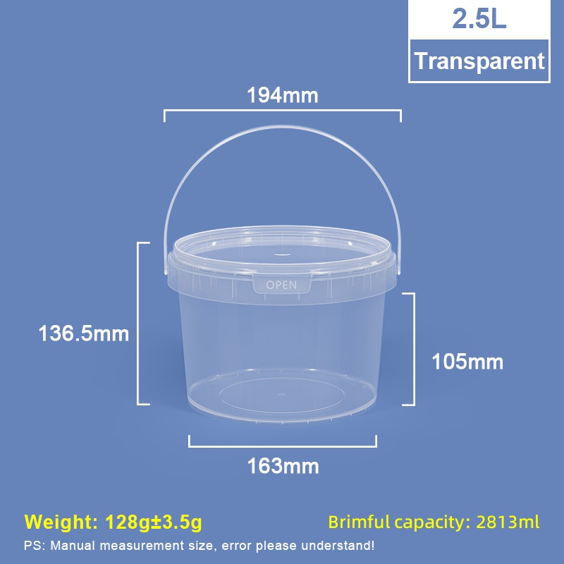 2.5L Food-grade PP Plastic Bucket with Lid