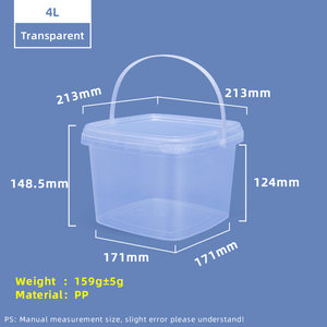 4L Square Food Grade PP Plastic Storage Bucket