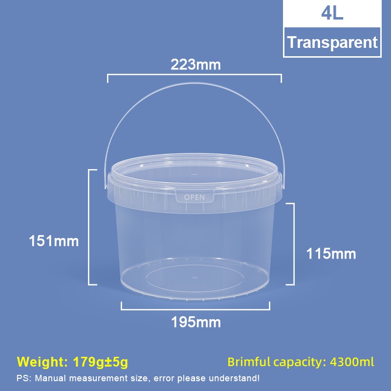 4L Food-grade PP Plastic Bucket with Lid