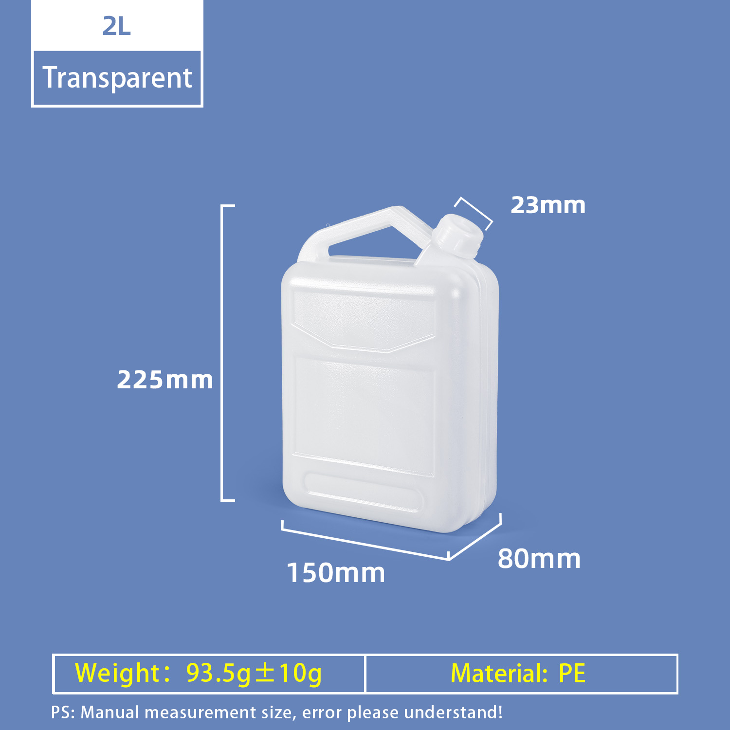 2L F Style Jugs 2 Liter Food Grade PE Wine Plastic Jerry Can