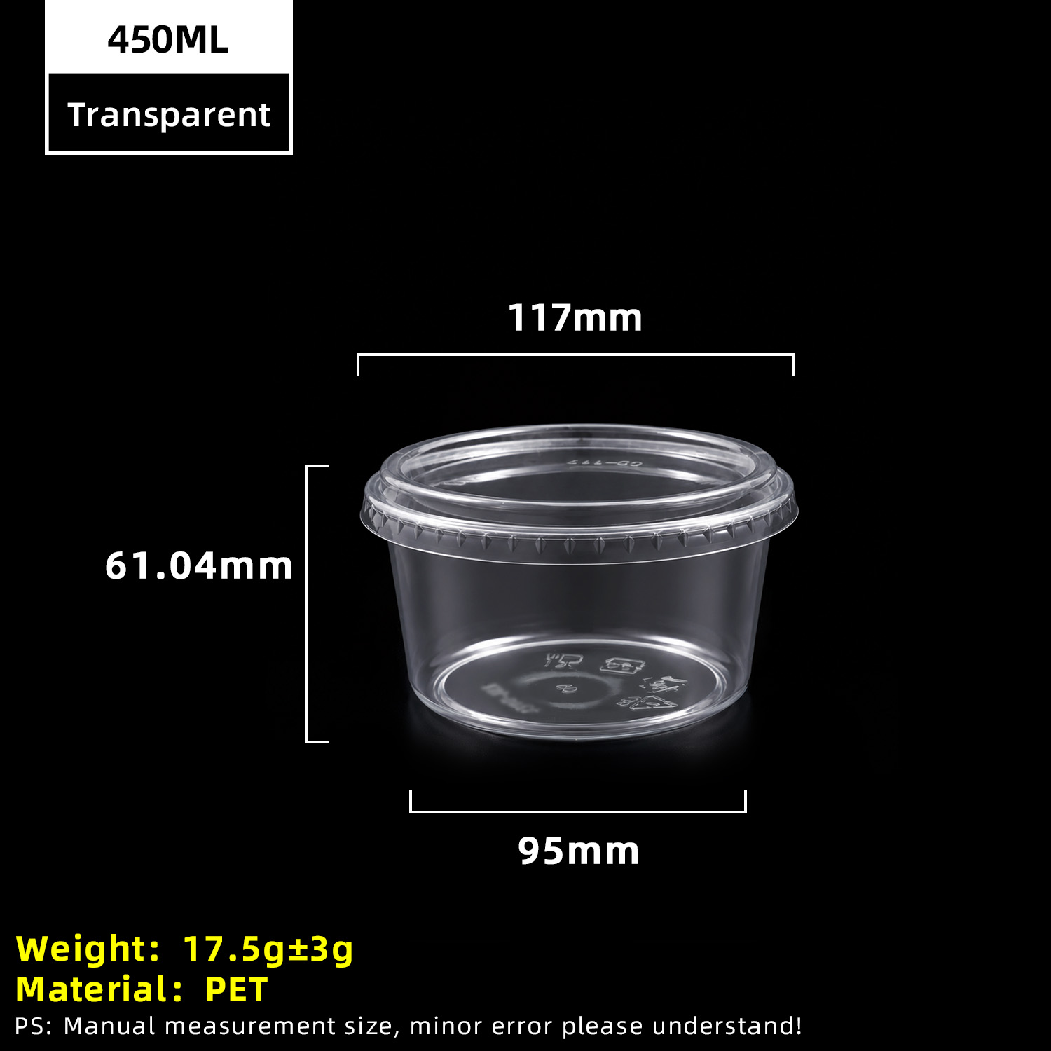 12oz 450ml Clear PET Plastic Cup
